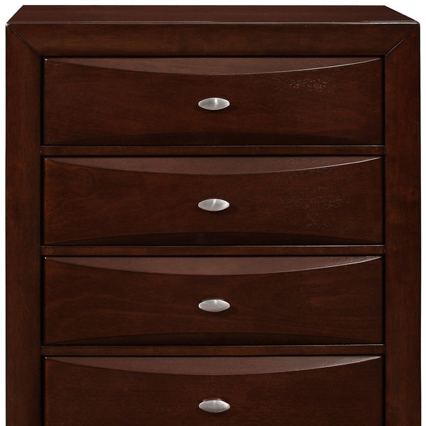 Homeroots New Merlot Chest With 5 Chambared Drawer  Solid Wood 384020