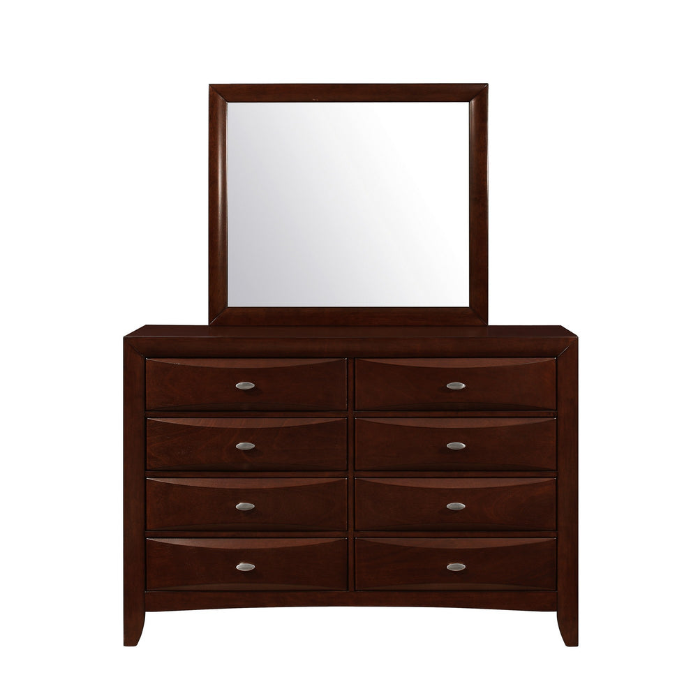 Homeroots 54" Cherry Solid Wood Eight Drawer Double Dresser  Solid Wood 384021