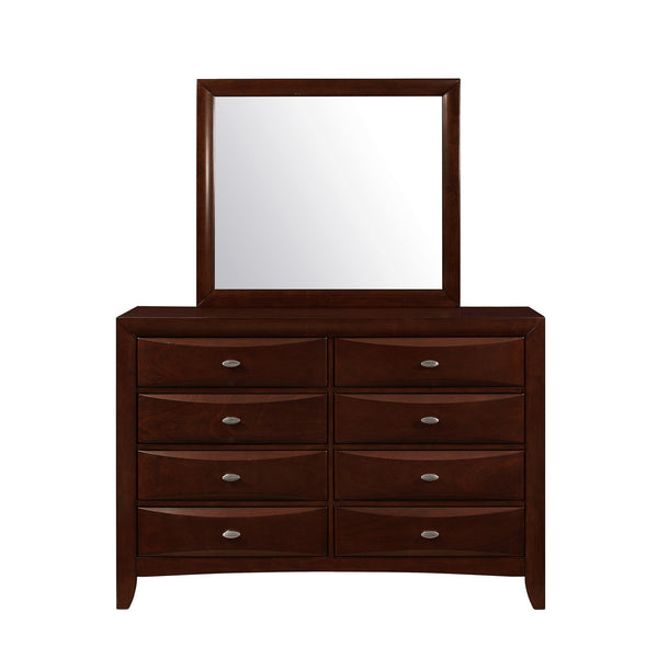 Homeroots 54" Cherry Solid Wood Eight Drawer Double Dresser  Solid Wood 384021