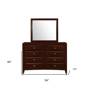 Homeroots 54" Cherry Solid Wood Eight Drawer Double Dresser  Solid Wood 384021