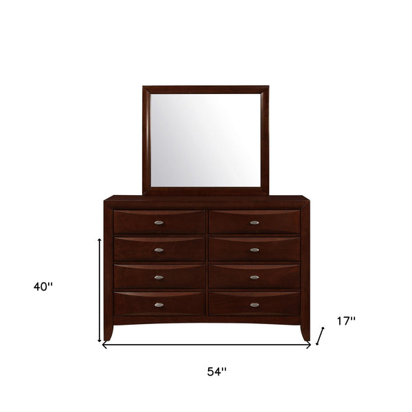 Homeroots 54" Cherry Solid Wood Eight Drawer Double Dresser  Solid Wood 384021