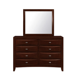 Homeroots 54" Cherry Solid Wood Eight Drawer Double Dresser  Solid Wood 384021