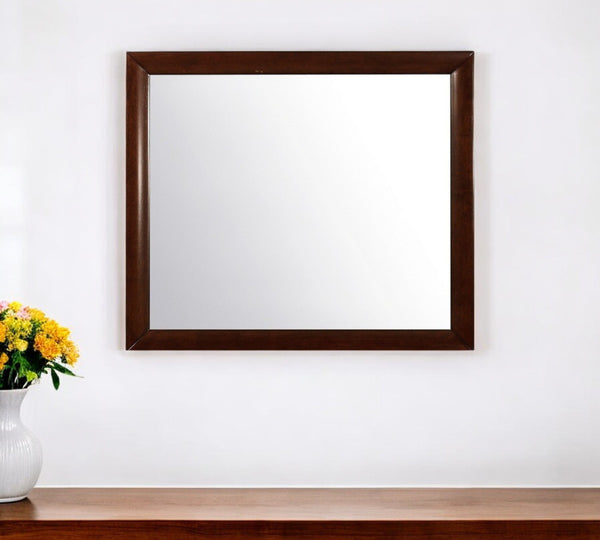 HomeRoots 35" Merlot Framed Accent Mirror – Elegant Design, Premium Quality Glass, Perfect for Any Room Decor 384022