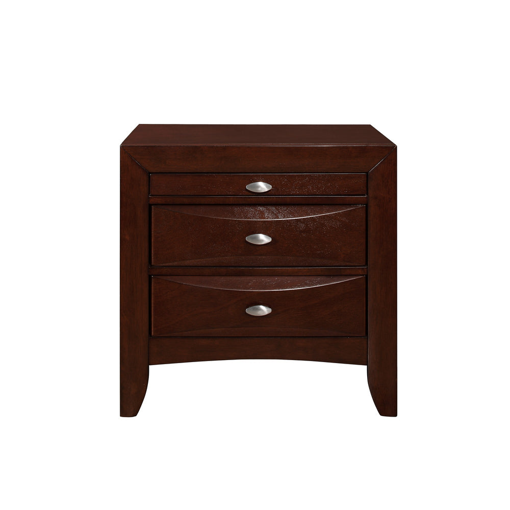 Homeroots New Merlot Nightstand With 2 Chambered Drawer   384023