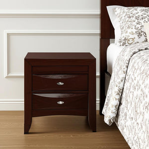 HomeRoots 25" Merlot Wood Three Drawer Nightstand - Stylish Storage Solution for Bedroom & Living Room Décor 384023
