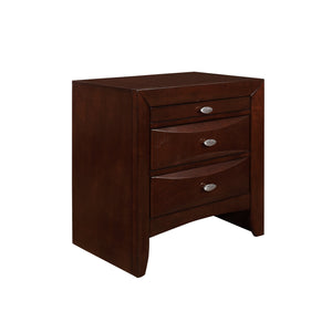 Homeroots New Merlot Nightstand With 2 Chambered Drawer   384023