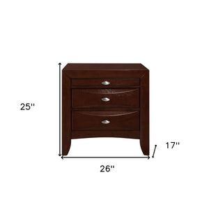 Homeroots New Merlot Nightstand With 2 Chambered Drawer   384023