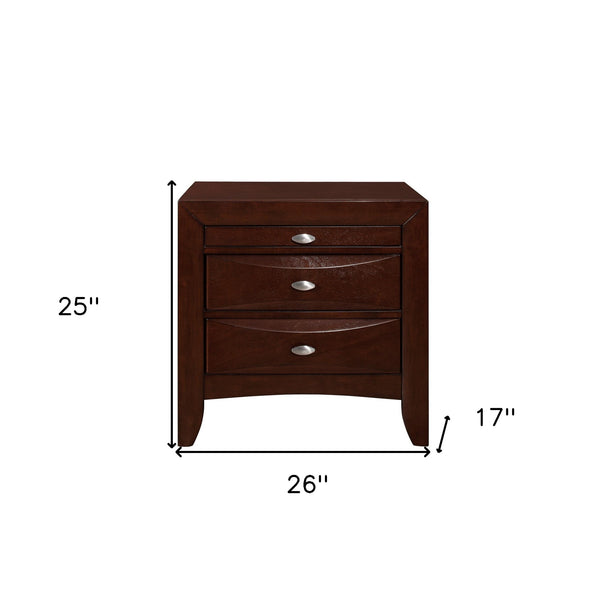 Homeroots New Merlot Nightstand With 2 Chambered Drawer   384023