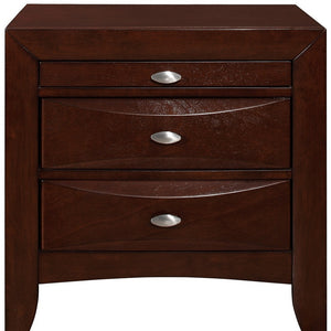 Homeroots New Merlot Nightstand With 2 Chambered Drawer   384023