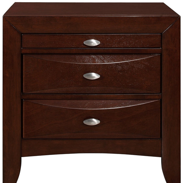 Homeroots New Merlot Nightstand With 2 Chambered Drawer   384023