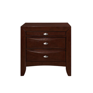 Homeroots New Merlot Nightstand With 2 Chambered Drawer   384023
