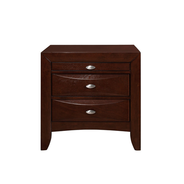 Homeroots New Merlot Nightstand With 2 Chambered Drawer   384023