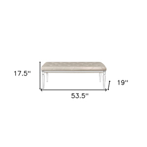 Homeroots 54" Champagne And Clear Upholstered Faux Leather Bench  Acrylic 384033
