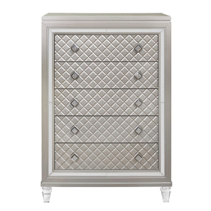 Homeroots Champagne Toned Chest With Tapered Acrylic Legs And 5 Drawers  Solid Wood 384034