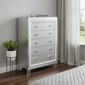 HomeRoots Champagne Toned Chest with Elegant Acrylic Legs and Spacious Drawers for Stylish Bedroom Storage 5 384034