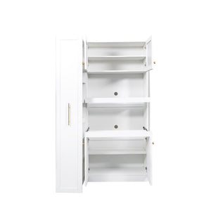 English Elm Kitchen Farmhouse Pantry Cabinet With Multi-Tier Pull-Out Shelves & 4 Doors For Organized Storage W331S00173