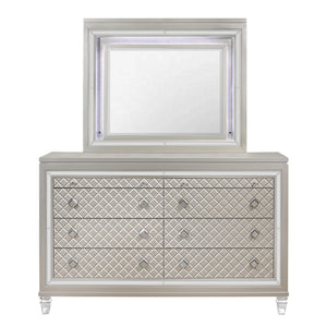 Homeroots Champagne Toned Mirror Frame With A Lovely Mirrored Accents  Wood 384036