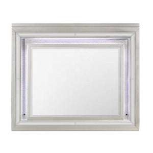 HomeRoots 38" Champagne Wood Lighted Accent Mirror - Contemporary Design with Integrated Lighting for Elegance 384036