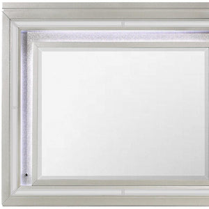 HomeRoots 38" Champagne Wood Lighted Accent Mirror - Contemporary Design with Integrated Lighting for Elegance 384036