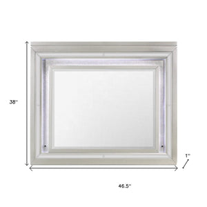 HomeRoots 38" Champagne Wood Lighted Accent Mirror - Contemporary Design with Integrated Lighting for Elegance 384036