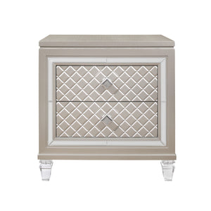 Homeroots Champagne Toned Nightstand With Tapered Acrylic Legs And 2 Drawers   384037