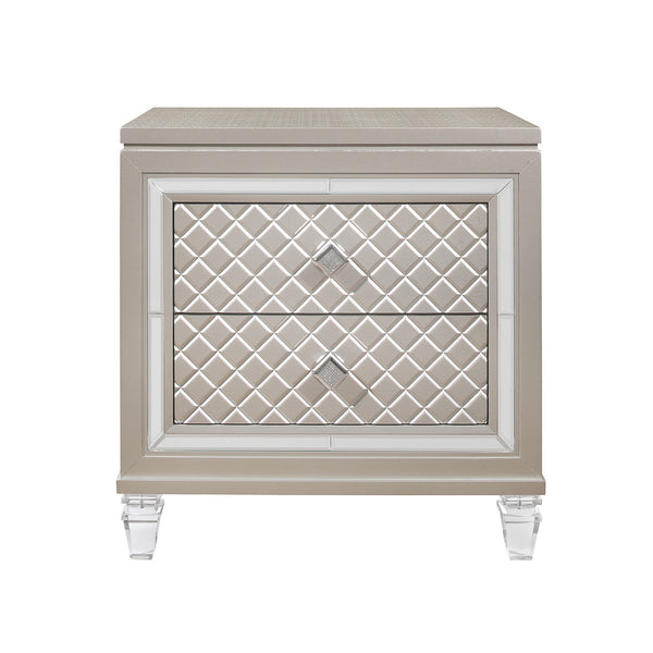 Homeroots Champagne Toned Nightstand With Tapered Acrylic Legs And 2 Drawers   384037