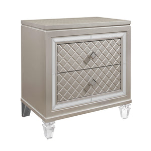 Homeroots Champagne Toned Nightstand With Tapered Acrylic Legs And 2 Drawers   384037
