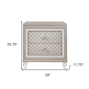 Homeroots Champagne Toned Nightstand With Tapered Acrylic Legs And 2 Drawers   384037