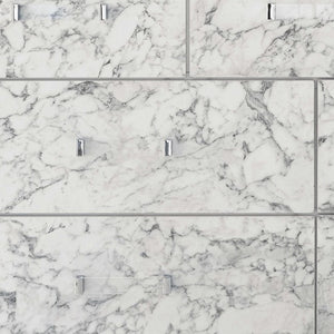 Homeroots Modern White Dresser With 7 Faux Marble Detailed Front Drawer.  Solid Wood 384039