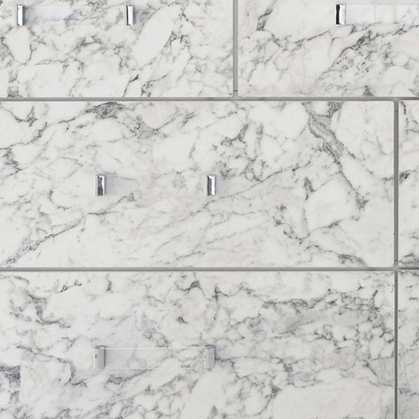 Homeroots Modern White Dresser With 7 Faux Marble Detailed Front Drawer.  Solid Wood 384039