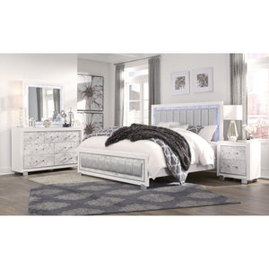 HomeRoots 41" Lighted Accent Mirror with White Faux Marble Finish - Modern Design for Brightening Spaces 384040
