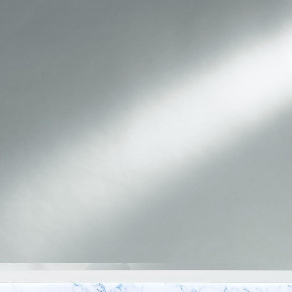 HomeRoots 41" Lighted Accent Mirror with White Faux Marble Finish - Modern Design for Brightening Spaces 384040