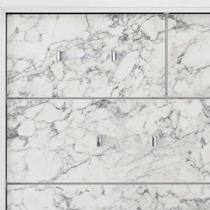 Homeroots Modern White Mirror With Faux Marble Border Detail Led Lightning  Wood 384040