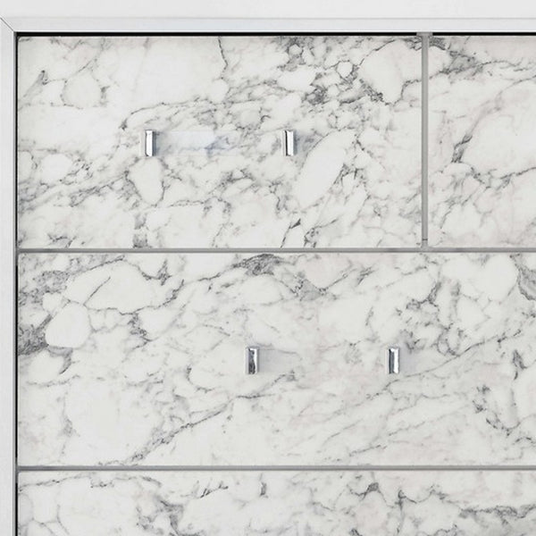 Homeroots Modern White Mirror With Faux Marble Border Detail Led Lightning  Wood 384040