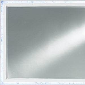 HomeRoots 41" Lighted Accent Mirror with White Faux Marble Finish - Modern Design for Brightening Spaces 384040