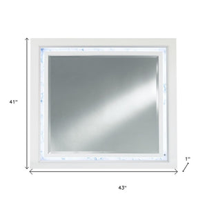 HomeRoots 41" Lighted Accent Mirror with White Faux Marble Finish - Modern Design for Brightening Spaces 384040