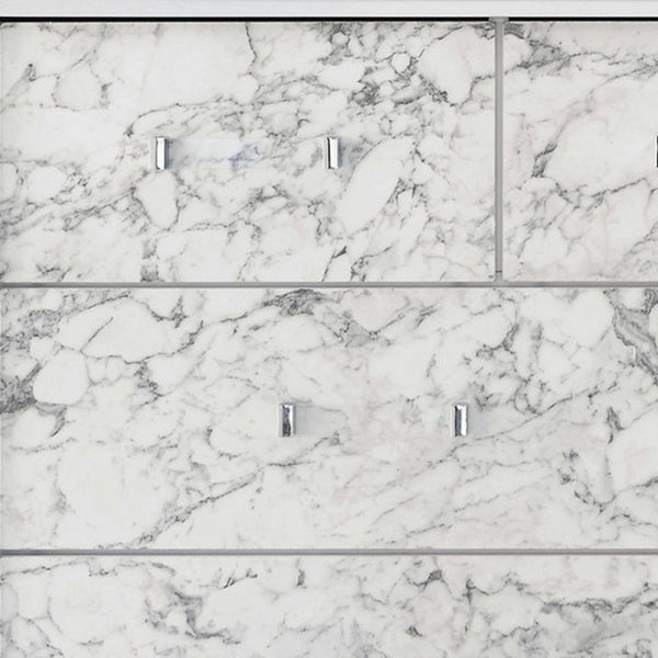 Homeroots Modern White Mirror With Faux Marble Border Detail Led Lightning  Wood 384040