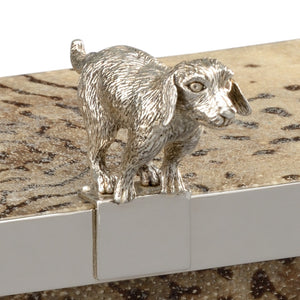 Chelsea House Duke Silver-Plated Dog Keepsake Box With Natural Puffer Fish Skin, Velvet Lining, Handcrafted Display 384043