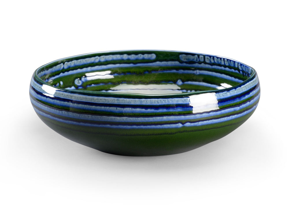 Chelsea House Swirl Handcrafted Blue-Green Glazed Decorative Ceramic Bowl — Unique Artful Accent For Tabletops 384046