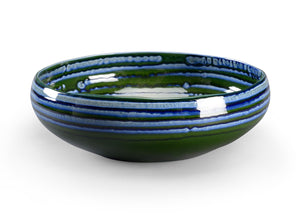 Chelsea House Swirl Handcrafted Blue-Green Glazed Decorative Ceramic Bowl — Unique Artful Accent For Tabletops 384046