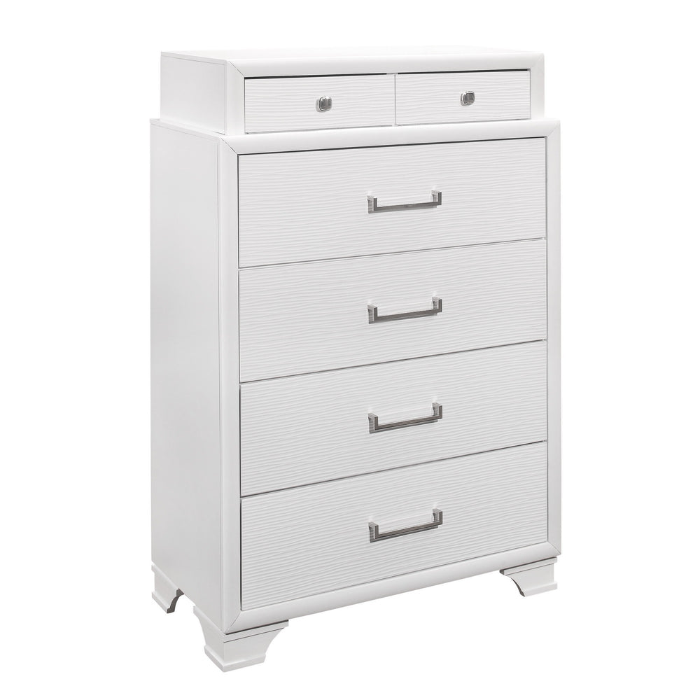 Homeroots White Chest With 6 Drawers  Solid Wood 384054