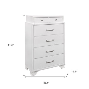 HomeRoots White Chest for Modern Bedrooms - 6 Spacious Drawers, Durable Rubberwood, Sleek Design, Bright Finish 6 384054