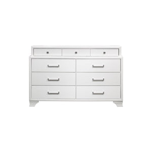 HomeRoots White Chest for Modern Bedrooms - 6 Spacious Drawers, Durable Rubberwood, Sleek Design, Bright Finish 9 384055