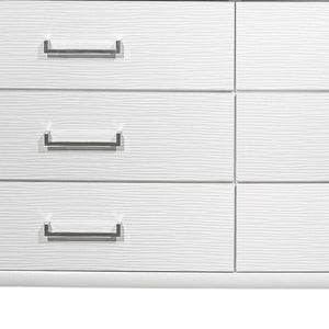 HomeRoots White Chest for Modern Bedrooms - 6 Spacious Drawers, Durable Rubberwood, Sleek Design, Bright Finish 9 384055