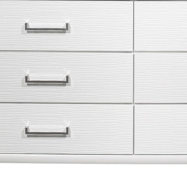 HomeRoots White Chest for Modern Bedrooms - 6 Spacious Drawers, Durable Rubberwood, Sleek Design, Bright Finish 9 384055