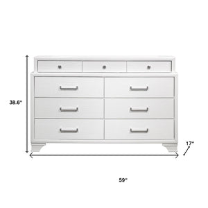 HomeRoots White Chest for Modern Bedrooms - 6 Spacious Drawers, Durable Rubberwood, Sleek Design, Bright Finish 9 384055