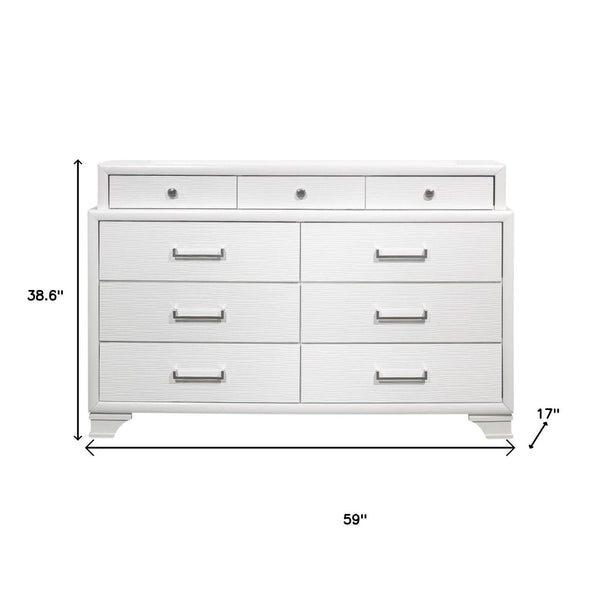 HomeRoots White Chest for Modern Bedrooms - 6 Spacious Drawers, Durable Rubberwood, Sleek Design, Bright Finish 9 384055