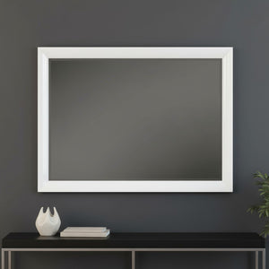 HomeRoots 34" Elegant White Wood Framed Accent Mirror with Beveled Glass - Perfect for Home Decor & Illusion of Space 384056