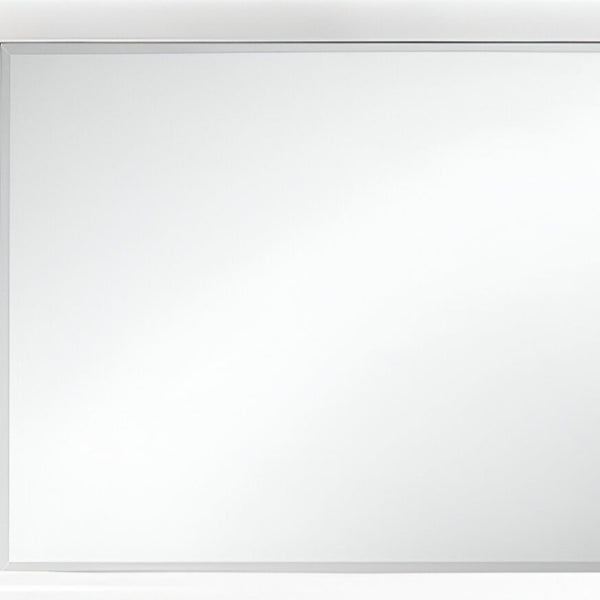HomeRoots 34" Elegant White Wood Framed Accent Mirror with Beveled Glass - Perfect for Home Decor & Illusion of Space 384056