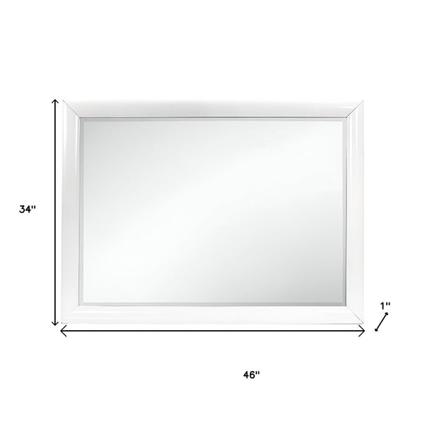 HomeRoots 34" Elegant White Wood Framed Accent Mirror with Beveled Glass - Perfect for Home Decor & Illusion of Space 384056